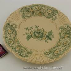 Talerz ozdobny porcelanowy zielony (patera) Niemcy Bawaria Schwarzenhammer Porzellanfabrik Schumann & Schreider ok 1952r.