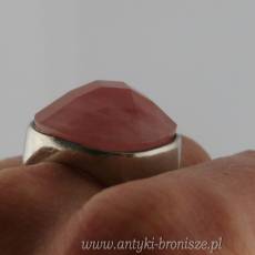 Pierścionek z kwarcem różowym srebro próba 925