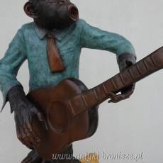 GRAJEK Małpa z gitarą - muzyk DUŻA FIGURA Z BRĄZU