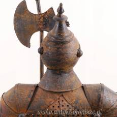 METALOWY RYCERZ -zbroja ozdoba zamek BRĄZ H 140 CM