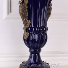 Piękny CHABROWY WAZON porcelana z brązem