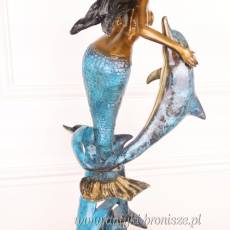 SYRENA Z DELFINAMI kolorowa rzeźba z brązu