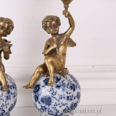 NIEBIESKIE PORCELANOWE ŚWIECZNIKI - GRAJĄCE ANIOŁY