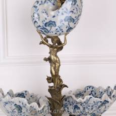 MULTI PATERA porcelana z brązem unikat SECESJA
