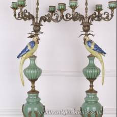 ŚWIECZNIK - ŚWIECZNIKI porcelana z brązem KOMPLET