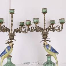ŚWIECZNIK - ŚWIECZNIKI porcelana z brązem KOMPLET