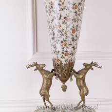 WAZON Z JELENIAMI Połączenie Porcelany i Brązu