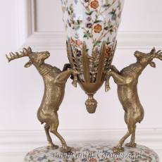 WAZON Z JELENIAMI Połączenie Porcelany i Brązu