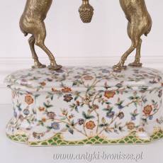 WAZON Z JELENIAMI Połączenie Porcelany i Brązu