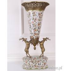 WAZON Z JELENIAMI Połączenie Porcelany i Brązu
