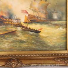 OBRAZ ZŁOTA RAMA -TONĄCE STATKI NA MORZU- 61 X 71 cm
