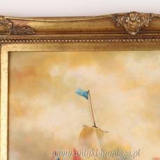 OBRAZ ZŁOTA RAMA -TONĄCE STATKI NA MORZU- 61 X 71 cm