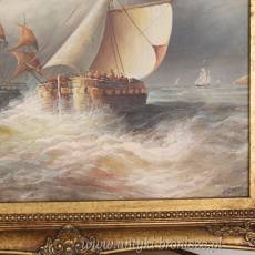 STATKI -OBRAZ ZŁOTA RAMA - 61 X 71 cm