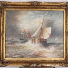 STATKI -OBRAZ ZŁOTA RAMA - 61 X 71 cm
