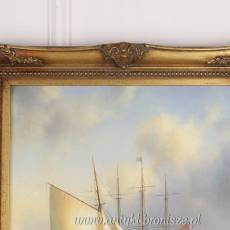 OBRAZ ZŁOTA RAMA -STATKI NA MORZU 61 X 71 cm