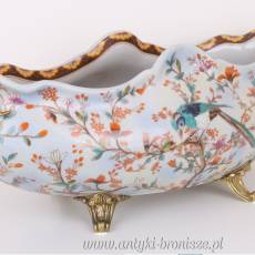 CUDOWNA DUŻA WAZA porcelana z brązem Z PTASZKIEM