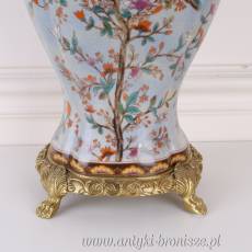 WAZON PORCELANA Z BRĄZEM secesja Z PTASZKIEM