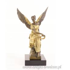 ANIELICA Z WIANKIEM figura z brązu SYGNOWANA pozłacana