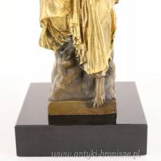 ANIELICA Z WIANKIEM figura z brązu SYGNOWANA pozłacana