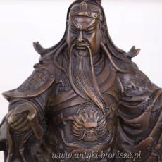 SIEDZĄCY na tronie SAMURAI figura z brązu