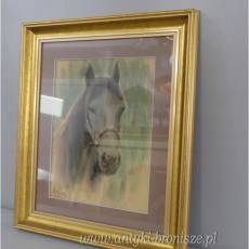 GŁOWA KONIA- OBRAZ PASTEL ZA SZKŁEM