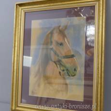 GŁOWA KONIA- OBRAZ PASTEL ZA SZKŁEM