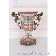 KRATER Z ANIOŁKAMI - wazon - porcelana z brązem