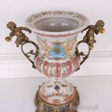 KRATER Z ANIOŁKAMI - wazon - porcelana z brązem