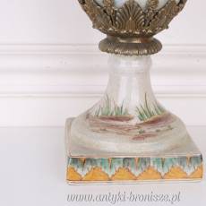 WAZON z bizonami - porcelana z brązem h45