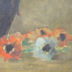 Anemony w dzbanie olej na płótnie J. Renier  Belgia poł.XXw 55/70cm