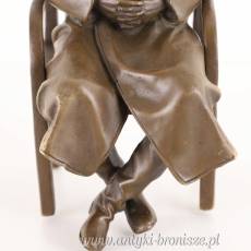 RZEŻBA siedzący STALIN - Figurka z Brązu