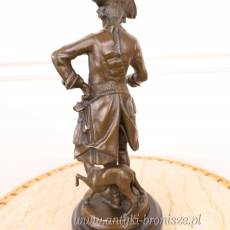 MYŚLIWY Z PSEM - z brązu- SYGNATURA figura