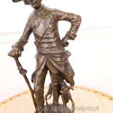 MYŚLIWY Z PSEM - z brązu- SYGNATURA figura
