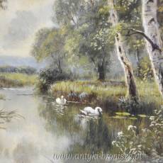 Pejzaż rzeczny “Thames Backwater Clieveden”  Sidney Yates Johnson Anglia XIX/XXw