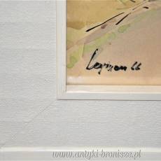 Kolorowe miasteczko w górach podpisana 66r akwarela