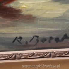 Bukiet kwiatów olej na płótnie -podpisany R,Boret Belgia lata 20/30te 76/66 cm