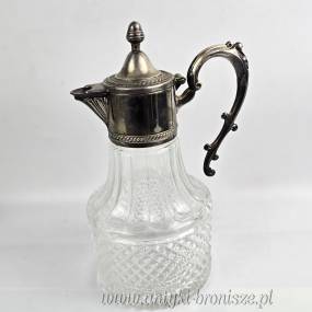 Karafka, dzbanek z platerowanym okuciem Italia lata 50te