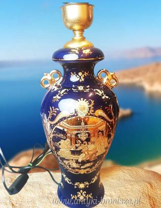 Porcelanowa lampa stołowa kobalt i...