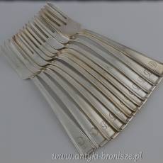 Zestaw sztućów do ryb na 12 osób Art-Deco srebro pr. 800, Franz Bahner Dusseldorf