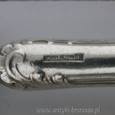Noże 12 szt, widelce 11 szt - przystawkowe, 5 łyżeczek do herbaty, Norblin rokoko, monogram