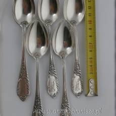 Noże 12 szt, widelce 11 szt - przystawkowe, 5 łyżeczek do herbaty, Norblin rokoko, monogram