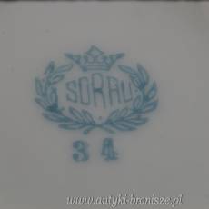 Zestaw 6 filiżanek ze spodkami do mokki + mlecznik Sorau (Żary) 1919-1945
