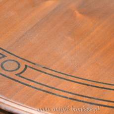 Stół okrągły intarsjowany drewnem hebanowym średnica 100cm po odnowieniu