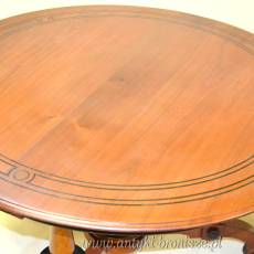 Stół okrągły intarsjowany drewnem hebanowym średnica 100cm po odnowieniu
