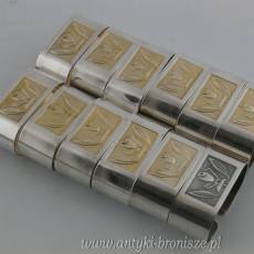 Zestaw obrączek do serwetek 12 szt, posrebrzane Niemcy Solingen Kierdorf E.&R. KG.