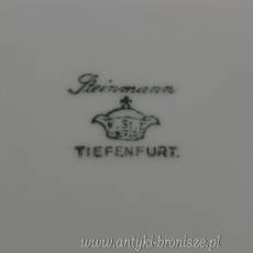 Talerz porcelanowy ozdobny K. Steinmann Śląsk Tiefenfurt (Parowa) 1925-1943 średnica 28cm