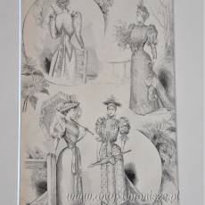 Drzeworyty, litografie Świat Mody Francja XIXw