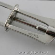 Zakąskowy widelec sprężynowy (naciskowy) posrebrzany Art-Deco Niemcy WMF (Württembergische Metallwarenfabrik)