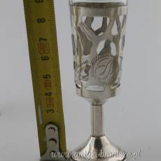 Kieliszki ażurowe na nóżce z wyciąganym wkładem szklanym srebro pr. 925