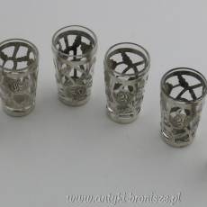Kieliszki ażurowe do wódki z wyciąganym wkładem szklanym srebro. pr. 925
